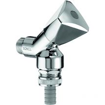 Valvola a sede inclinata con valvola di ritegno e sistema di sfiato tubo 1/2', cromata Schell