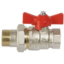 Valvola a sfera dritta Ravani 1/2 ' m-f con bocchettone e con farfalla