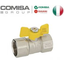 Valvola a sfera gas metano 1/2 ff retta maniglia a farfalla in alluminio gialla