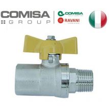 Valvola a sfera gas metano 1/2 mf retta maniglia a farfalla in alluminio gialla