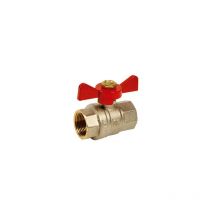 Valvola a sfera in ottone PN40 doppia femmina + maniglia rossa a farfalla, 12/17