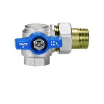Valvola a sfera a squadra in ottone con verso destro a presa frontale modello space 1/2' Effebi