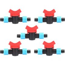 Válvula de derivación de cinta de riego por goteo 16mm x 16mm. Pack de 5 unidades. Llave de paso cinta de riego por goteo está hecha de plástico de