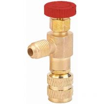 Ej.life - Válvula de llenado de refrigerante, válvula de control de cobre, minimiza la pérdida de refrigerante con dedal de cobre completo y conexión