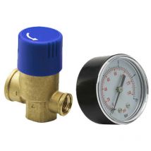 Ivar - Válvula de Seguridad 7 bar Hembra-Hembra 3/4' con Manómetro