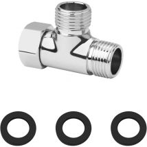 Válvula desviadora de latón de 3 vías G1/2' - Adaptador universal en t para sistema de ducha - Divisor de manguera de ducha para bidé y rociador de