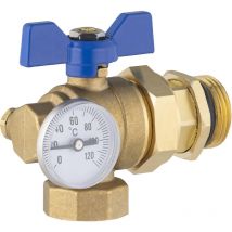 Válvula en Ángulo con Mango Azul para Colector de Suelo Radiante Noyon&thiebault Macho Hembra 1'