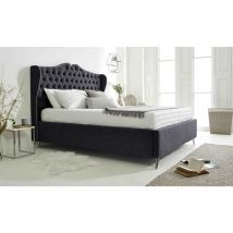 Vanessa Coal Grampian Fabric Matching Buttons Single Bed Frame