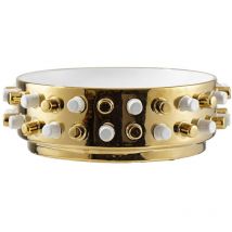 Vanity Living - Handmade Ceramic Decoration Dish, Gold & White Studded Modern Bowl Home Decor Accent Piece