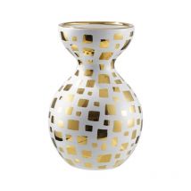 Vanity Living - Handmade White & Gold Decorative Ceramic Vase for Living Room Modern Home Decoration Accent Piece