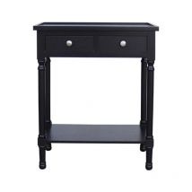 Vanity Living - Slim Black Console Table with 2 Drawers & Shelf – 60cm Entryway Table