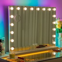 FENCHILIN Vanity Mirror with RGB Lights 80 x 58cm Hollywood Makeup Mirror with 18 Dimmable Bulbs Lighted Vanity Mirror with Smart Touch for Bedroom