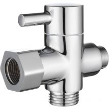 Soleil - Vanne 3 Voies en Laiton Massif 3/8'-12/17 t Adaptateur Vanne de Derivation pour Toilette wc, Chromé, DSF007D