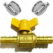 Vanne à Bille cannelée à Deux Voies (pour Tuyau id 10 mm-11 mm)