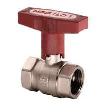 Premium - Vanne à bille chauffante Hermann Schmidt 3/4" en laiton nickelé, avec poignée en t allongée, pn 40