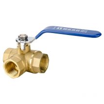 Vanne à boisseau sphérique 3 voies (raccord en l) série, poignée à levier, filetage femelle (DN20 3/4') en laiton forgé