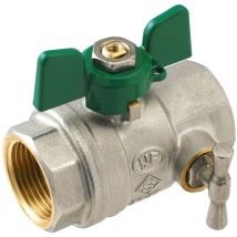 Somatherm - Vanne à sphère nf PN25 Passage Intégral acs Papillon Vert f/f à purge 1''(26x34)