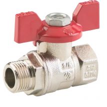 Kugelhahn - Messing - Männlich/weiblich - 15x21 Schmetterlingsgriff