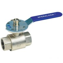 Sferaco - Vanne d'arrêt f/f 11/2 (40/49) PN25 Sferalock cadenassable Poignée plate bleue