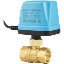 Applicable Vanne Motorisee 2 Voies Vanne à Bille Motorisée DN20 3/4 Pouces AC 230V Electrovanne Motorisée Vanne électrique Laiton Vanne de Zone, Bleu