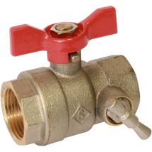 Vanne à sphère PN30 Passage intégral ACS Papillon rouge F/F à purge 1/2'(15x21) SOMATHERM