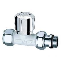Vanne thermostatique droite chromée en blanc