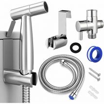 Vaporisateur de Toilette Douchette à Main Bidet en Acier Inoxydable - avec Vanne 3 voies parfait pour Hygiène personnelle, Soins de nettoyage