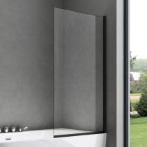 Doporro Badewannenaufsatz Design-Duschwand für Badewanne 80x140cm schwarz Duschabtrennung ESG-Sicherheitsglas in Klarglas inkl. NANO-Beschichtung