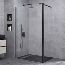 Doporro - Paroi de Douche à L'italienne Transparent Pare-Douche Verre de Sécurité 10mm Bremen2K 140x200cm + Partie Latérale 30cm Profilé Noir