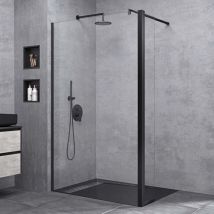 Doporro - Paroi de Douche à L'italienne Transparent Pare-Douche Verre de Sécurité 10mm Bremen2K 110x200cm + Partie Latérale 30cm Profilé Noir