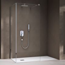 doporro Paroi de Douche à L'italienne Transparent Verre 8mm Bremen01K-L 100x70cm Cabine de Douche avec Stabilisateur en Acier Inoxydable