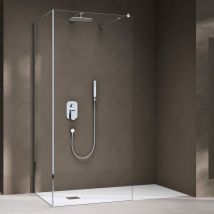 Doporro - Paroi de Douche à L'italienne Transparent Verre 8mm Bremen01K-L 80x90cm Cabine de Douche avec Stabilisateur en Acier Inoxydable