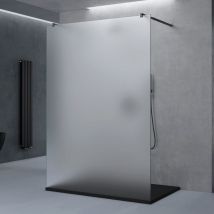 doporro Paroi de Douche à L'italienne Opaque 120 cm Verre de Sécurité 8mm 118x200cm avec 2 Stabilisateurs Rectangulaires Noir Bremen01VS