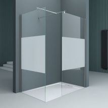 Luxus Duschwand Duschabtrennung Bremen1MS 100x90 Walk-In Dusche aus 2 festen Glaselementen mit Stabilisator aus Echtglas 8mm ESG-Sicherheitsglas