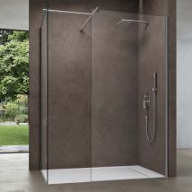 Luxus Duschwand Duschabtrennung Bremen1K-T 120x100 Walk-In Dusche aus 2 festen Glaselementen mit Stabilisator aus Echtglas 8mm ESG-Sicherheitsglas
