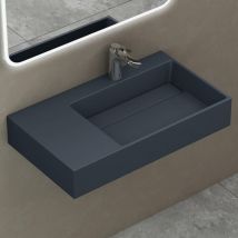 Doporro - Waschbecken Waschtisch 75x43x14 cm mit verstecktem Ablauf in matt Anthrazit aus Mineralguss als Aufsatzwaschbecken und Hängewaschbecken