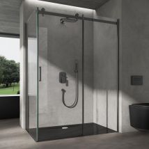 Doporro Duschkabine Mit Schiebetür Eckdusche 70x120x195cm Duschabtrennung Schwarz 8mm Esg-sicherheitsglas Klarglas Mit Schwarzer Duschtasse Inkl.nano-