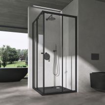 Doporro Duschkabine Mit Schiebetür Duschabtrennung Klarglas 90x70cm Eckeinstieg Eckdusche 6mm Esg Glas Höhe 190cm Ravenna16k Plus Schwarz - Klarglas