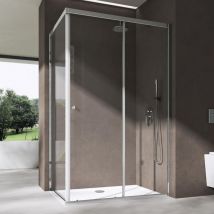 Doporro Duschkabine Schiebetür Duschabtrennung 100x100cm Eckeinstieg Klarglas Eckdusche Esg Glas Inkl. Duschwanne Höhe 190cm Ravenna16l K - Chrom, Mit