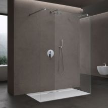 Duschwand Duschtrennwand 120x200 Walk-In Dusche mit Doppel-Stabilisator aus Echtglas 10mm ESG-Sicherheitsglas Klarglas inkl. Nanobeschichtung