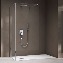 Duschwand Walk-in Dusche Duschtrennwand 110x130cm Mit Rechteckigem Stabilisator Bremen-l 01k Eckdusche Aus 8mm Esg-sicherheitsglas Klarglas Inkl. 