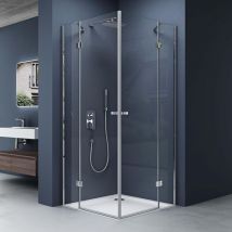 Doporro Eck-duschkabine Eckdusche Rav01k 80x120x190cm Glasdusche Inkl. Duschtasse In Weiß Esg-sicherheitsglas Klarglas Inkl. Easy-clean-beschichtung 