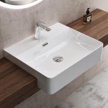 Sogood - doporro Einbauwashbecken Keramik Waschbecken Handwaschbecken Eckig Waschtisch in weiß glänzend Bad 50,5x42,5x12,5 cm Brüssel702 - Glänzend