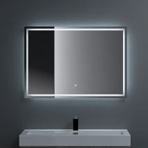 Doporro Badspiegel-02 Led-Lichtspiegel 90x70cm mit Dimmen-Funktion Wandspiegel Beschlagfrei Touchbedienung 5mm Float-Glas