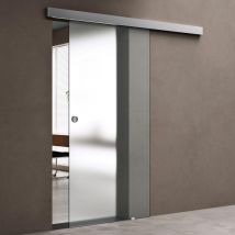 Doporro - Porte Coulissante en Verre pour L'intérieur Verre de Sécurité Opaque Porte Glissante Distance au Mur de 25mm 102,5cm x 205cm Poignée Ronde