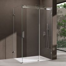 doporro Eck-Duschkabine Eckdusche Ravenna17-2 90x100x195cm Duschabtrennung mit Schiebetür ESG-Sicherheitsglas Klarglas 4-Punktbefestigung inkl.