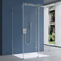 Sogood - doporro U-Form Duschkabine Ravenna17-2 80x130x195cm Duschabtrennung mit Schiebetür ESG-Sicherheitsglas Klarglas 4-Punktbefestigung inkl.
