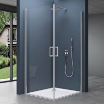 Doporro Eck-duschkabine Eckdusche Ravenna24k 80x90x195cm Duschabtrennung Esg-sicherheitsglas Klarglas Inkl. Beidseitiger Easy-clean-beschichtung Hebe-