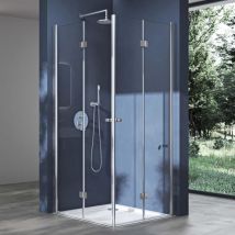 Doporro Eck-Duschkabine Eckdusche Ravenna26 90x75x190cm Duschabtrennung ESG-Sicherheitsglas Klarglas inkl. beidseitiger Easy-Clean-Beschichtung