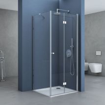 Doporro Eck-Duschkabine Eckdusche mit Falttür Ravenna27 90x100x190cm Duschabtrennung ESG-Sicherheitsglas Klarglas inkl. beidseitiger